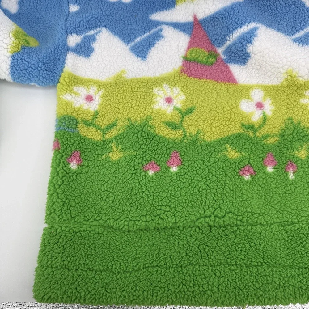 aLAB Hoodie Womens M Fleece Pullover Blue Green Scenic Graphic Cozy Sherpa - Picture 12 of 12